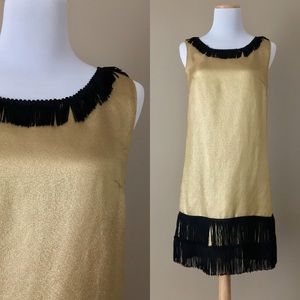 Vintage 60s does 1920s Gold Flapper Dress Handmade